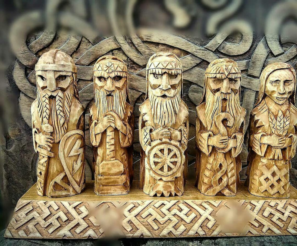 Old gods pantheon Slavic Gods woodcarving statue Pagan Etsy