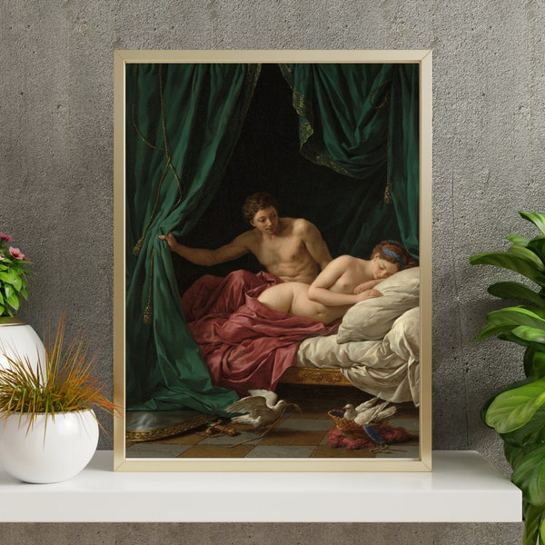 Romantic Wall Art - Lovers Art - Dark Academia Wall Art - Eclectic Gallery Wall, Vintage Poster Antique Oil Painting, Mythology