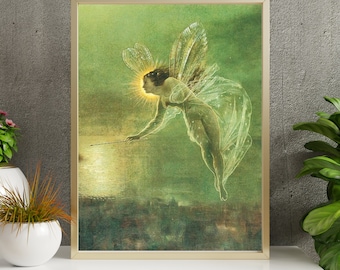 Wall Art - Victorian Painting - Antique Oil Painting - Fairycore - Whimsigoth Decor - Vintage Poster - Fairy Art - Cottagecore Wall Art