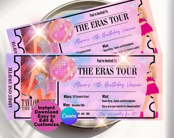 Taylor Eras Tour Ticket Stub Birthday Invite Eras Party Ticket Invitation TS Party Swiftie Birthday Custom Invitation In My Birthday Era
