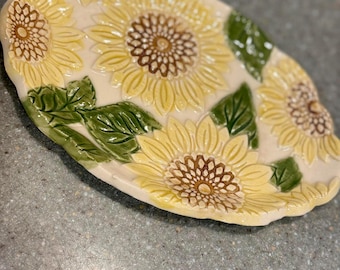 Sunflower Ceramic Dish, Sunflower Sponge Holder