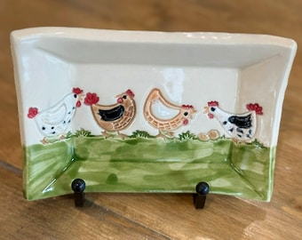 Chickens Trinket Tray, Soap Dish