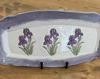 Iris Tray, Ceramic Tray, Flower Pottery