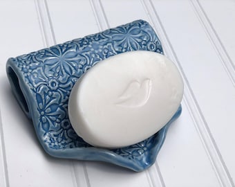 NULeaf™: Ceramic Self-Draining Soap Dish: Luxury Handmade Pottery for  Kitchen, Bathroom or Shower