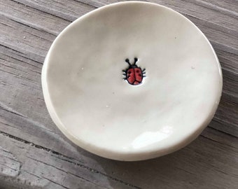 Ceramic ladybug trinket dish