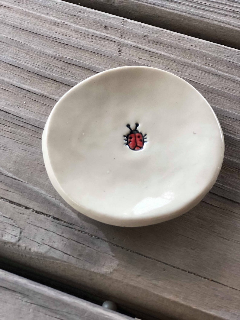 Ceramic ladybug trinket dish image 1