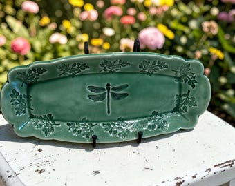 Dragonfly Tray, Ceramic Tray, Handmade Pottery