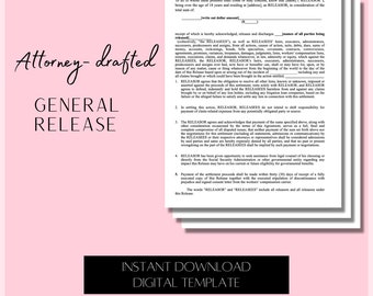 General Release Legal Document - Digital Template Instant Download