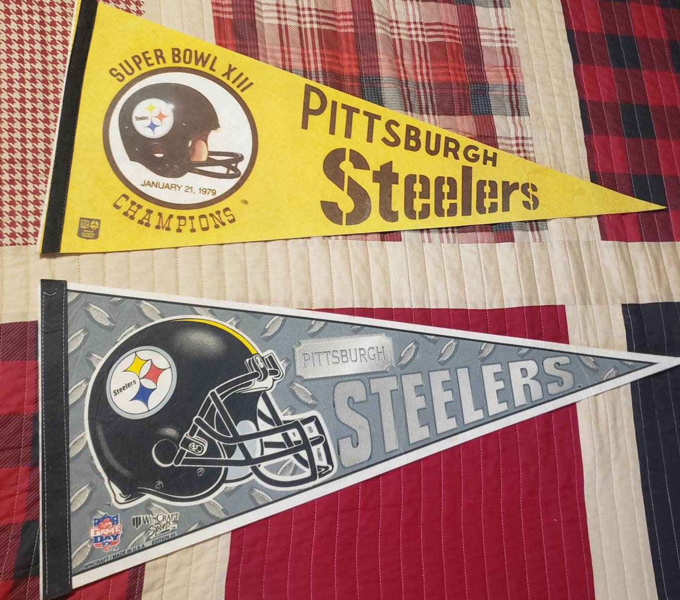 Pittsburgh Steelers Pennants Lot of 2/vintage 1979 Super Bowl 