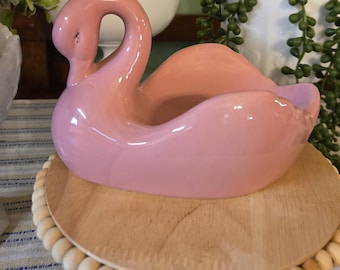 Pink Swan Ceramic Soap/Trinket Dish/Vintage 1980s Swan Soap Dish/Nostalgic/Wedding Decor/Bridal Shower Gift/Nursery Decor/Baby Shower
