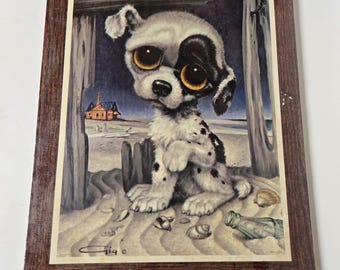 Kitschy Big Eyed Dog Wall Plaque/Vintage 1970s Award Winners Wall Plaques for Decorations Corkboard/Nostalgic Gift/Nursery Decor/Baby Shower