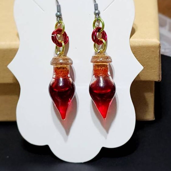 Blood Jar & vial with Jumpring earrings