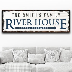 River House Sign | River Sign | Personalized Name Sign | River House Wall Decor | Custom Canvas River Wall Art | Personalized Gift