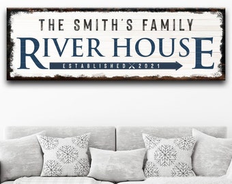 River House Sign | River Sign | Personalized Name Sign | River House Wall Decor | Custom Canvas River Wall Art | Personalized Gift