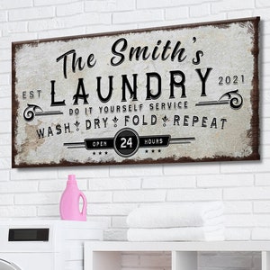 Laundry Sign Personalized Laundry Room Decor Rustic Laundry - Etsy