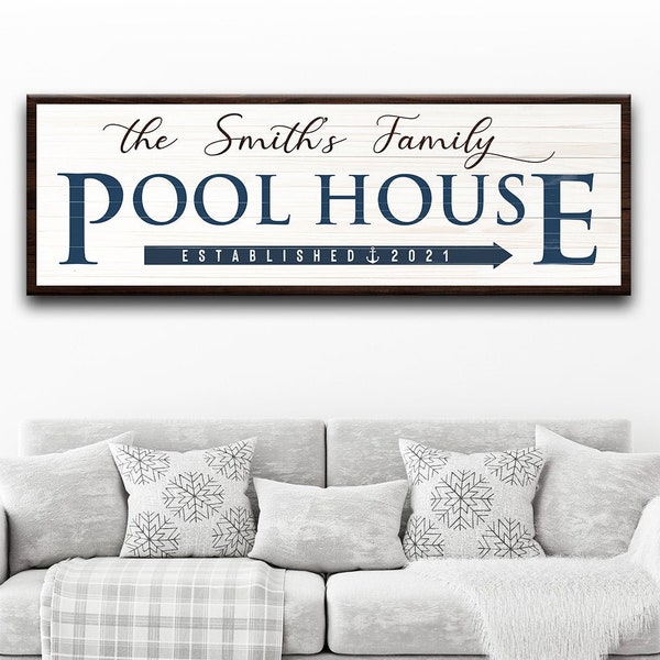 Pool House Sign | Pool Sign | Established Sign | Housewarming Gift Canvas | Custom Name Wall Decor | Pool Wall Art | Custom Pool Sign