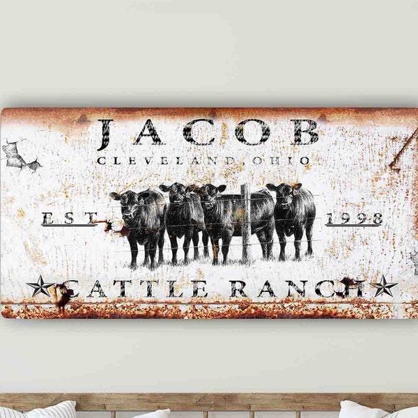 Cattle Ranch Sign | Cattle Brand Gifts | Cattle Sign Ranch Wall Decor | Rustic Decor Farm Sign | Cow Sign Farm Wall Decor | Farmhouse Decor