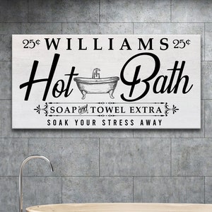 Bathroom Art Restroom Sign | Personalized Sign Bathtub Family Name Sign | Bathroom Art Relax Soak Unwind Sign | Fresh Bath Sign