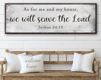 As for Me and My House We Will Serve the Lord Bible Sign | Joshua 24 15 Scripture Wall Art | Christian Signs Rustic Wood Wall Decor