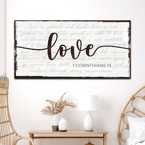 Love Is Patient Love Is Kind Wall Decor | 1 Corinthians 13 Bible Sign | Christian Wedding Gift | Christian Couple Bible Verse Wall Art
