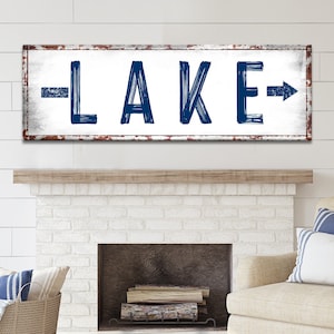 Lake Arrow Sign | Lake Life Sign | Lake House Decor | Arrow Wall Decor | Lake Wall Art | Lake Signs | Lakehouse Decor Canvas Print