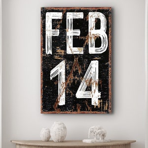 Feb 14 Sign, Farmhouse Valentines Day Wall Art, Rustic Black Feb 14 Wall Sign, Valentines Day FEB 14 Date Decor, Number Decoration Gift Sign