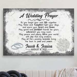 Wedding Prayer | Wedding Gift For Couple Personalized | Custom Couple Sign Bedroom Wall Decor | Established Wedding Sign | Anniversary Gift
