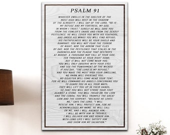 Psalm 91 Wall Art | Bible Verse Art | Religious Sign Scripture Wall Art | Faith Sign Christian Decor | Christian Art Bible Wall Decor Custom