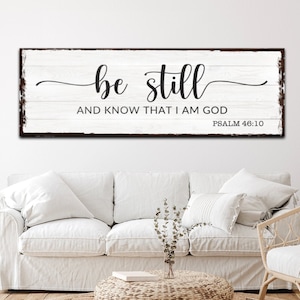 Be Still and Know That I Am God Faith Sign | Bible Verse Sign Church Decor | Scripture Wall Art | Religious Sign Christian Home Decor