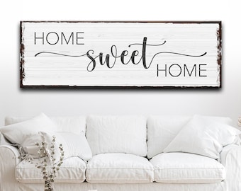 Farmhouse Wall Decor Home Sweet Home Sign Home Wall Art Rustic Canvas Sign Living Room Wall Decor Personalized Home Decor