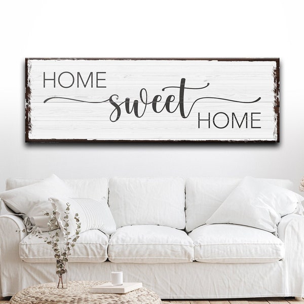 Farmhouse Wall Decor Home Sweet Home Sign Home Wall Art Rustic Canvas Sign Living Room Wall Decor Personalized Home Decor