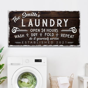 Laundry Room Decor | Laundry Sign | Personalized Laundry Sign | Farmhouse Wall Art Laundry Decoration | Vintage Decor Laundry Personalized
