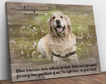 Custom Dog Memorial Passing Gift Pet Loss Frame Portrait Photo Canvas When Tomorrow Starts Without Me, 24 Hour Proof | Pet Memorial Gift