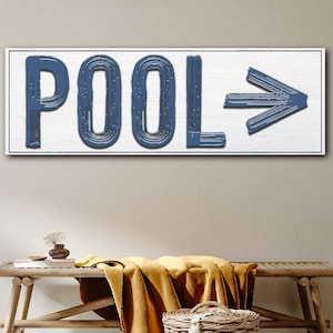 Pool Sign | Pool Arrow Sign Canvas Wall Art | Pool Sign With Arrow Wall Decor | Pool Side Decor | Swimming Pool Decor | Swimming Pool Signs