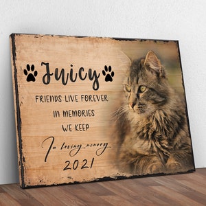 Cat Memorial Gift | Cat Remembrance Gift Wall Decor | In Loving Memory Pet Memorial Gift Portrait Wall Art | Personalized Pet Memorial Art