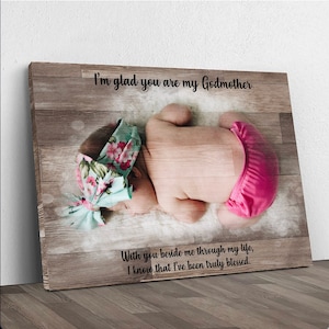 Godparent Proposal Canvas | Godmother Gift Portrait Wall Art | Personalized Sign Birthday Gift Baby Shower Wall Art | God Mother Gift Art