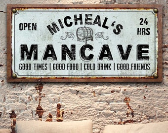 Man Cave Sign | Personalized Gift Man Cave Sign Wall Deocr | Custom Man Cave Home Bar Wall Décor | Vintage Man Cave Wall Art Father Day Gift
