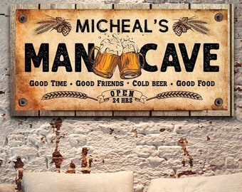 Man Cave Sign | Man Cave Sign Personalized | Custom Man Cave Wall Decor | Rustic Man Cave Wall Art | Custom Beer Sign Gift For Him