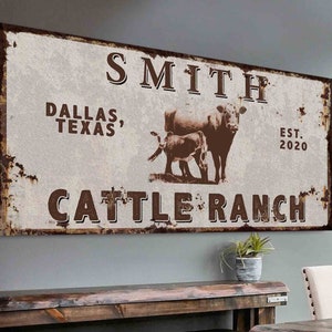 Cattle Ranch Sign | Cow Decor Farm Sign | Personalized Ranch Wall Decor | Cow Sign Farm Wall Decor | Homestead Sign | Cattle Ranch Sign