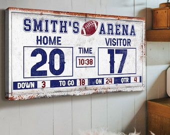 Football Scoreboard | Personalized Game Room Wall Decor | Nursery Room Decor | Football Canvas Wall Art | Personalized Gift For Son