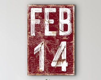 Valentines Day Decor Feb 14 Sign, Rustic Farmhouse Valentines Day Wall Art, Rustic Red Feb 14 Wall Sign, Valentines Day Date Decoration Gift