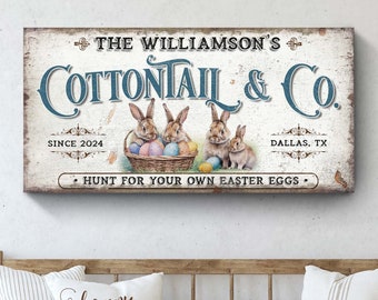 Easter Decor Vintage | Cottontail And Company Sign Wall Art | Easter Bunny Canvas Wall Art | Easter Decor Farmhouse | Easter Egg Hunt