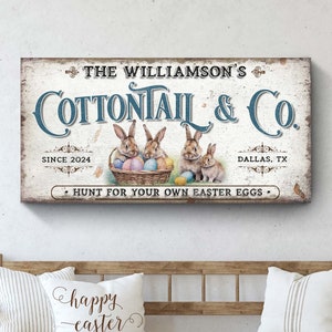 Easter Decor Vintage | Cottontail And Company Sign Wall Art | Easter Bunny Canvas Wall Art | Easter Decor Farmhouse | Easter Egg Hunt