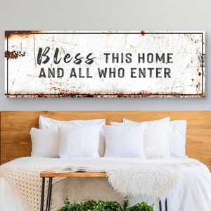 Bless This Home Sign | Bible Sign Entryway Decor | Faith Sign | Bible Verse Wall Art | Verse Wall Art Rustic Wood Wall Decor | Welcome Sign