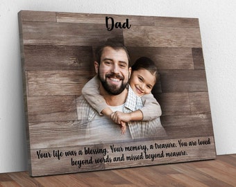 Dad in Heaven Memorial Canvas | In Loving Memory Loss of Father Wall Decor | In Memory of Dad Wall Art | Personalized Dad Memorial Gift