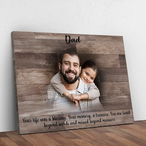 Dad in Heaven Memorial Canvas | In Loving Memory Loss of Father Wall Decor | In Memory of Dad Wall Art | Personalized Dad Memorial Gift