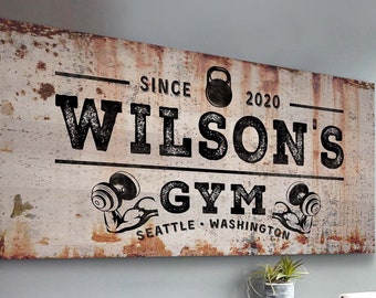 Personalized Gym Sign | Home Gym Sign | Gym Decor | Exercise Wall Art | Workout Canvas | Custom Name Wall Decor |  Large Wall Art