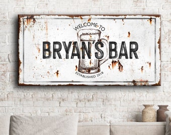 Custom Bar Sign | Personalised Bar Wall Art | Rustic Welcome Sign Bar Wall Decor For Home Bar | Custom Name Sign | Basement Bar Sign