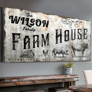 Farmhouse Sign | Farm Canvas | Farmhouse Wall Decor | Custom Family Name Sign Home Decor | Established Sign | Personalized Wall Art