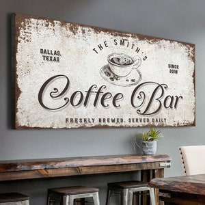 Coffee Bar Decor | Rustic Bar Wall Art for Coffee Station | Personalized Coffee Bar Sign | Custom Sign Home Bar Wall Decor | Home Bar Sign